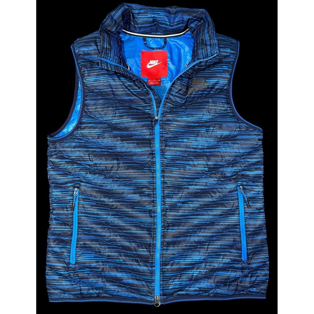 Nike Cascade Men's 700 Fill Goose Down Puffer Vest Black/Blue Size Medium